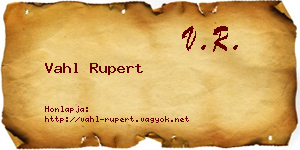 Vahl Rupert névjegykártya